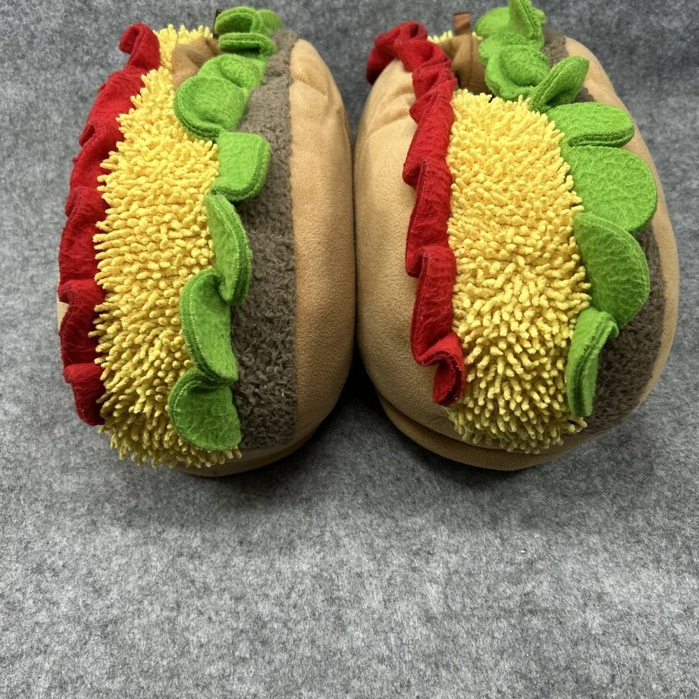 Old Navy Critter Slippers XL (3Y-4Y) Brown Taco Novelty Plush Shoes